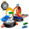 Race Car Track Set for Kids Ages 3-8Transformable Tire Storage & Portable Handle into Race Course, Racing Toy Playset Birthday Gift for Kids Boys Girls view 1