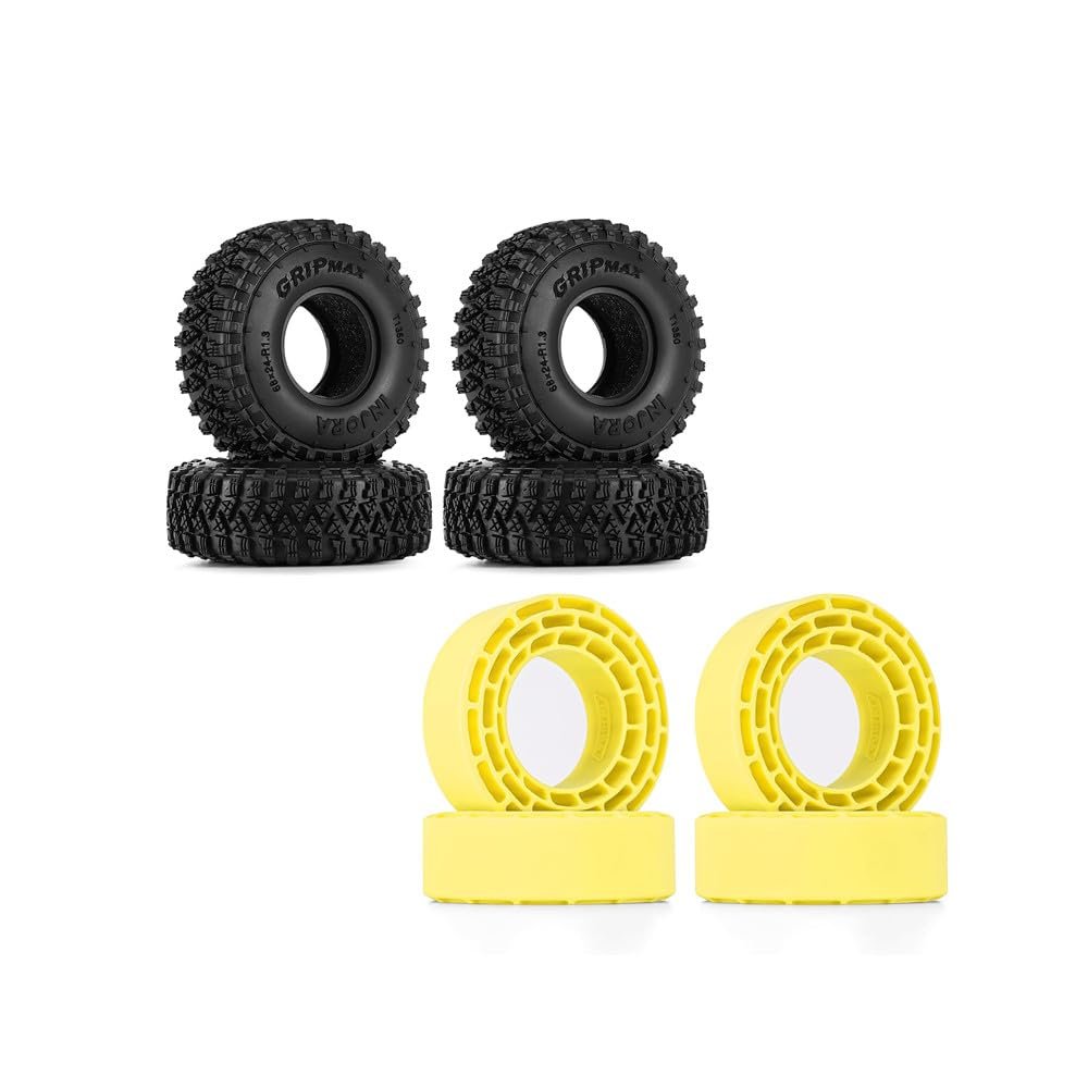 INJORA S4 1.3" 68 * 24mm Tires and Silicone Rubber Inserts for 1/18 1/24 RC Crawlers Upgrade