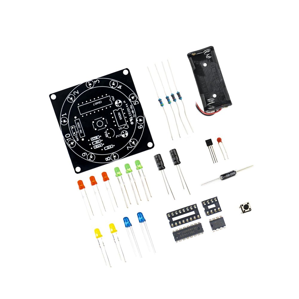 SHYYOULQE Multicolor LED Electronic Roulette Circuit Board for Assembly and Educational Learning Shake Activated Wheel