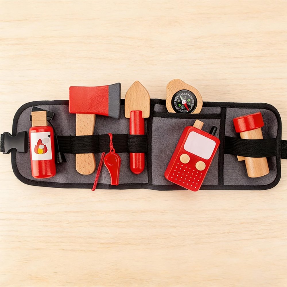 Jessruly Firefighter Play Belt Set Premium Rescue Pretend Play Kit with Adjustable Belt, Realistic Tools for Imaginative Role-Play & Skill Development (Firefighter)