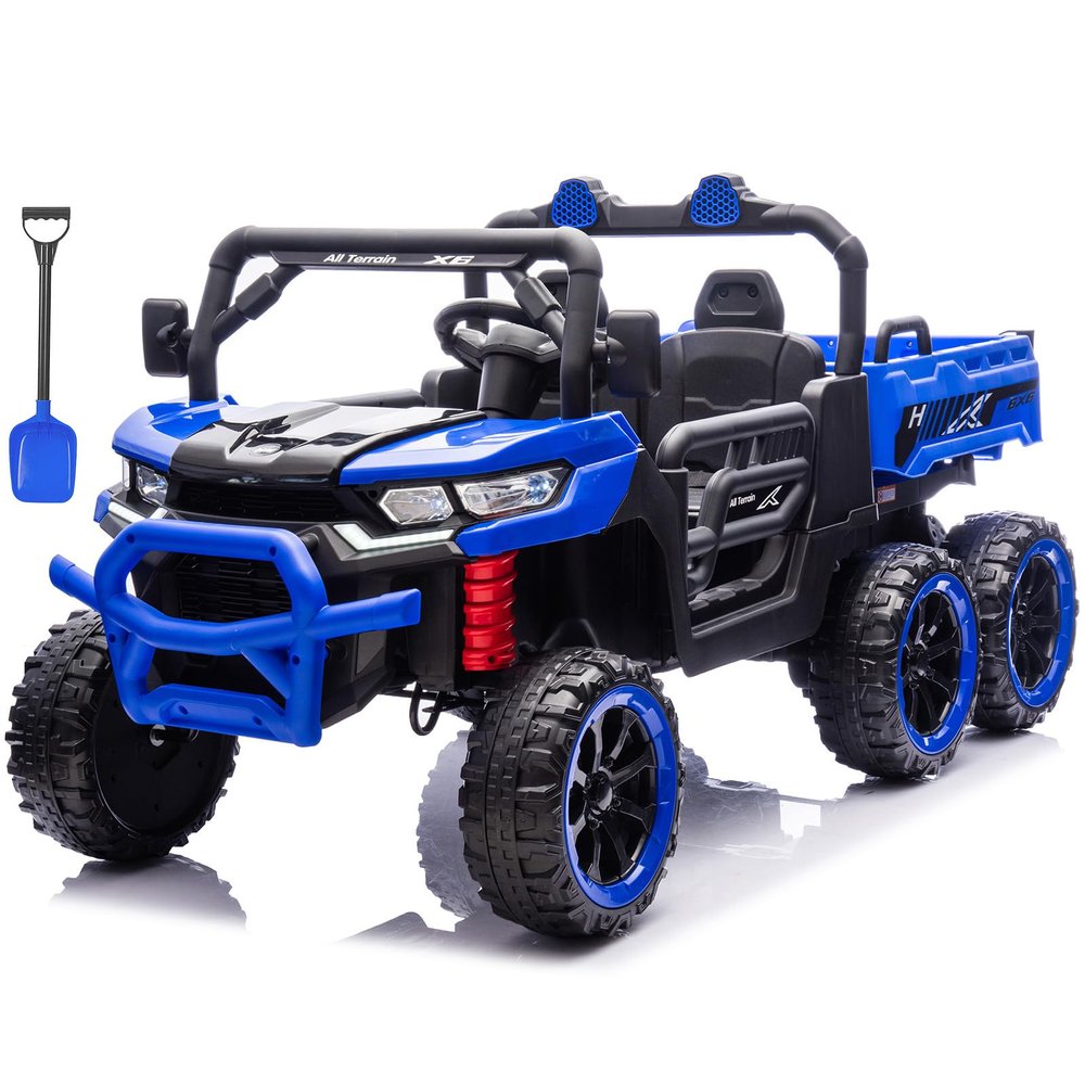 24V Ride on Dump Truck for Kids, XL 2 Seater Ride on Cars with Electric Dump Bed, Shovel, 4x100W Powerful Motors, Music, Bluetooth, LED Light, Perfect Ride on Truck Gift for Toddler Boys Girls (Blue)