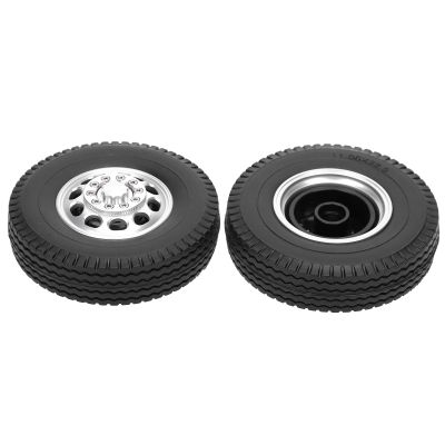 2Pcs Aluminium Alloy10 Holes Hub with Tyre Skin Front Tire for Tamiya Truck 1/14 RC Part