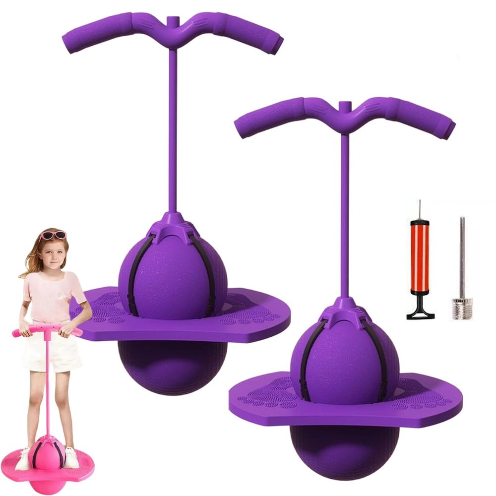 Balance Jumping Ball, Crazy Jumper Jump Ball for Kids & Adults -Balance Board with Handle, Indoor & Outdoor Fun, Perfect for Balance, Coordination, And Fitness (2*Purple)