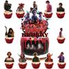 13 Pcs Stranger TV Cake Decorations with 12pcs Cupcake Toppers, 1pcs Happy Birthday Cake Topper, Perfect for Theme Party and Birthday Celebrations view 1