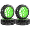 "4Pcs 1/8 4WD Buggy Tires & 17mm Hex Rims for HSP for Traxxas RC Car confident(Green) view 1