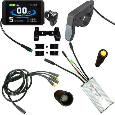 36V 48V 750W KT 22A Electric Bicycle 9 PIN Brushless Motor Controller Square Wave, Waterproof LCD8HUP Controller Display Panel TT009 Thumb Throttle 1T4 Cable Kit Modification for E-Bike Electric Bike