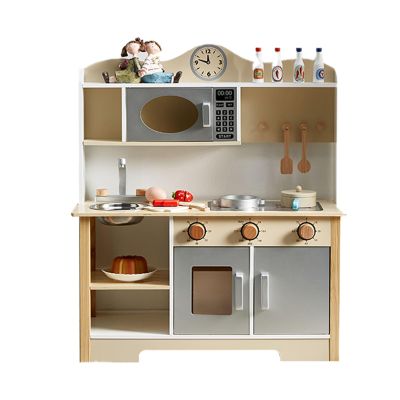 Gecheer Realistic Wooden Play Kitchen Set for Toddlers - Pretend Cooktop, Sink, and Dishwasher Fun