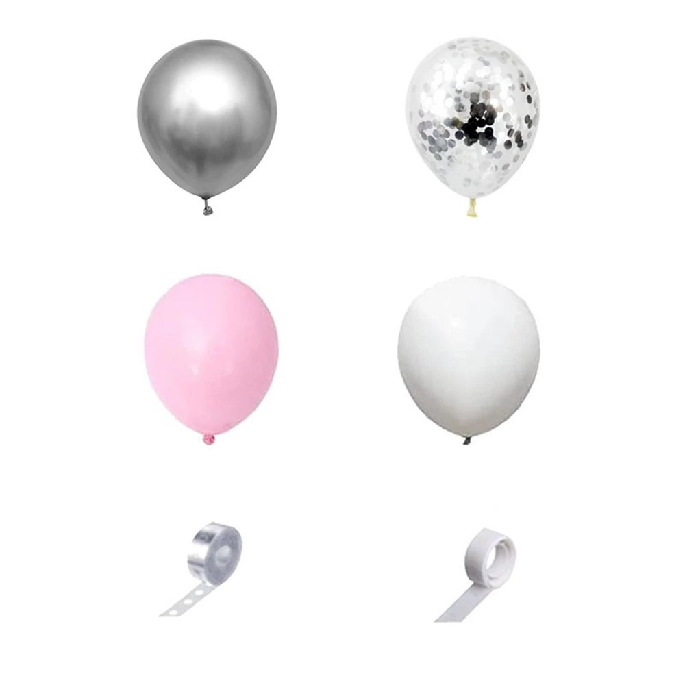 115pcs/set Pink White Silver Balloon Garland Arch Kit for Wedding, Anniversary, Baby Shower, Birthday Party Decorations