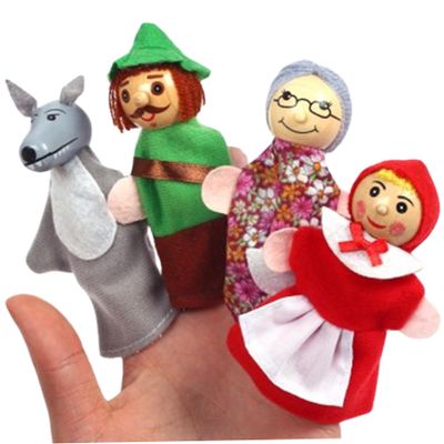 4Pcs/Set Hand Puppets for Kids, Little Red Riding Hood Hand Puppets Toy Interactive Role Playing Cartoon Puppet Theater for Kids Toddler Storytelling