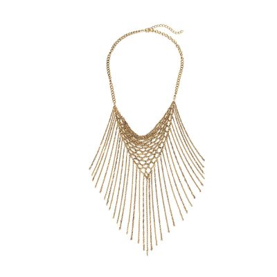 Bohemian Handmade Multi Strand Chain Metal Tassel Pendant Necklace,golden,51+7cm