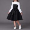 100 Day of School Costume for Girls Teen Dresses Lapel Collar Button Down Dresses for Girls with Belt Long Sleeve A Line Dress School Uniform Outfits view 2