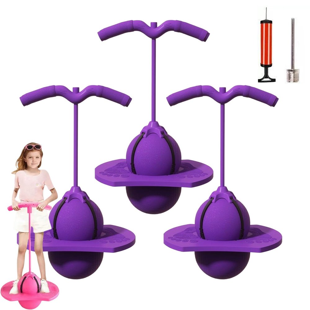 Balance Jumping Ball, Crazy Jumper Jump Ball for Kids & Adults -Balance Board with Handle, Indoor & Outdoor Fun, Perfect for Balance, Coordination, And Fitness (3*Purple)