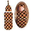 Muishi Checkered with Orange Flames Newborn Swaddle Blankets Hat Sets Soft Baby Receiving Blanket Swaddle Sack for Baby Shower Infant Boy Girl Gift view 1
