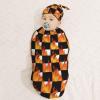 Muishi Checkered with Orange Flames Newborn Swaddle Blankets Hat Sets Soft Baby Receiving Blanket Swaddle Sack for Baby Shower Infant Boy Girl Gift view 3