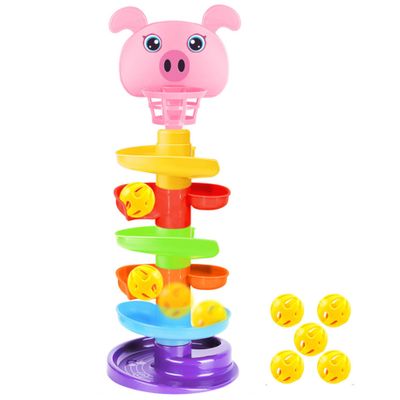 Ball Tower Toy 6 Tier Track Ball Drop Tower with 5 Sound Balls Educational Rainbow Stack Balls Track for Home Preschool Indoor