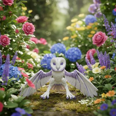 Articulated Barn Owl 3D-Printed Poseable Owl Figurine with Movable Wings & Tail, Stress-Relief Fidget Toy & Decorative Desk Collectible for Adults (Silk White, Large Multicolor)