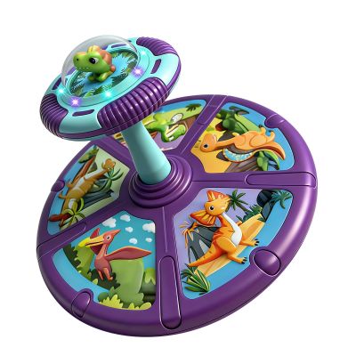 Dinosaur Sit and Spin Toys for Toddlers Boys 1 2 3 Years Old, Birthday Gift for Boys Age 2-4 with LED Lights and Music, 360 Spin