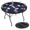 Goplus 48" Poker Table Foldable, 8 Player Round Casino Leisure Texas Holdem Game Table with Metal Legs, 8 Cup Holders, Indoor Folding Card Gaming Table for Blackjack & Club, Family Games (Blue) view 1