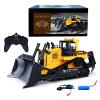 Ailejia Remote Control Bulldozer Toy 1/16 RC Construction Vehicle RC 9 CH 2.4GHz Dozer Front Loader Toy with Light and Metal Shovel for Kids view 1