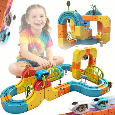 Cube Track Fusion Toy with 2 Trains,2026 New klick Rail Electric Train Set for Kids Ages 4-8 with Gravity-Defying 3D Infinity Track, Build Your Own Trackfusion Train System & Gravity Tracks