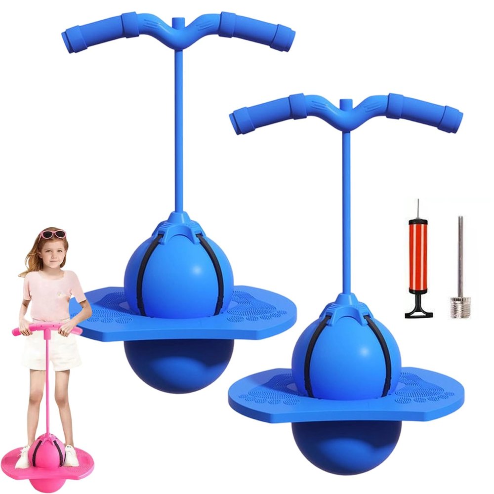Balance Jumping Ball, Crazy Jumper Jump Ball for Kids & Adults -Balance Board with Handle, Indoor & Outdoor Fun, Perfect for Balance, Coordination, And Fitness (2*Blue)
