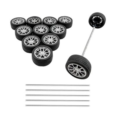 12PCS Toy Wheel RC Car Rubber Tire Wheel with Round Rod Shaft Axles for RC Car Truck Robot Boat Helicopter DIY Model Toy Building Project (2.5x28mm)