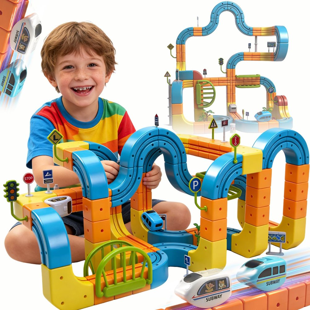 Cube Track Fusion Toy with 2 Trains,2026 New klick Rail Electric Train Set for Kids Ages 4-8 with Gravity-Defying 3D Infinity Track, Build Your Own Trackfusion Train System & Gravity Tracks