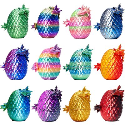 12PCS 3D Printed Dragon Eggs with Articulated Dragon Inside, Mini Crystal Fantasy Dragon Toys & Collectibles, Desktop Decor & Fidget Toys, Easter Basket Stuffers, Party & Christmas