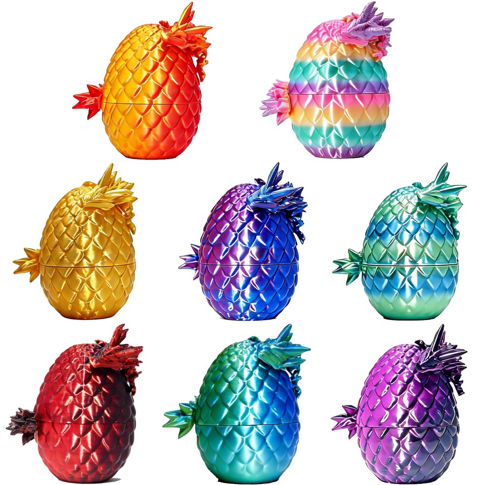 8PCS 3D Printed Easter Dragon Eggs with Dragon Inside, Easter Eggs Toys, Mystery Dragon Egg Figures, Easter Basket Stuffers, Egg Hunt Party Favors, Prefilled Easter Eggs Gifts for Kids and Adults