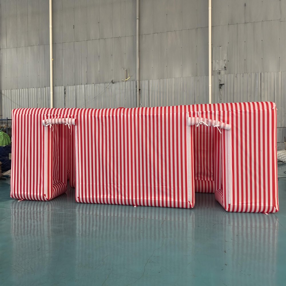 23.6x11.8x6.6ft Fuzzy Candy Canes Inflatable Christmas Maze Haunted Maze with Blower