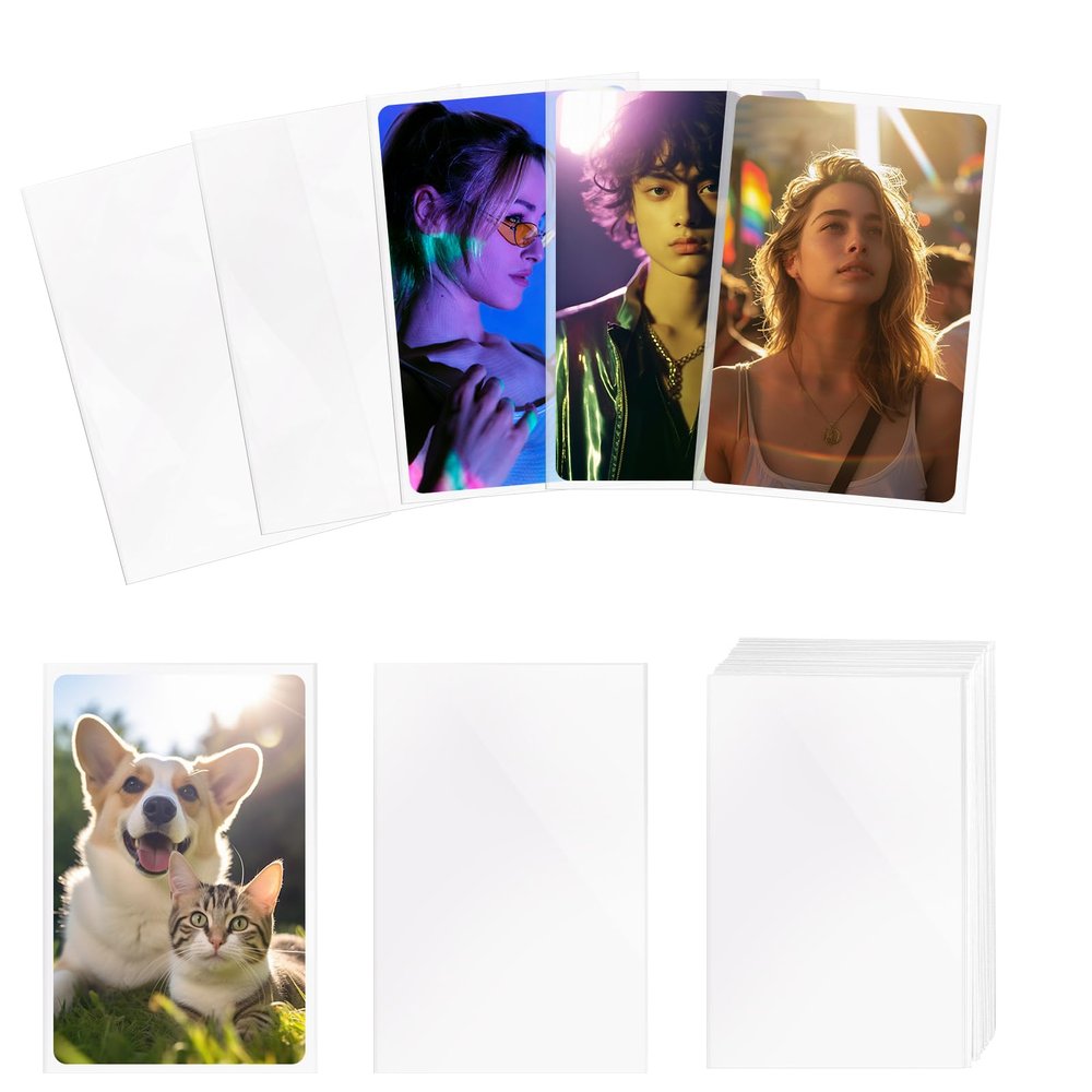 200 Pcs Photocard Sleeves for Kpop 5889mm Clear Photo Card Sleeves PVC Free & Acid Free Photocards Holder for Kpop Albums Photo Cards