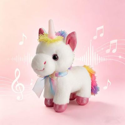 Humor Ted Singing Dancing Unicorn Stuffed Animal, Music Rocking Unicorn Plush Toys Interactive Toys for Kids,Holiday Party Decorations,Birthday Gifts for Boys Girls(White Unicorn)