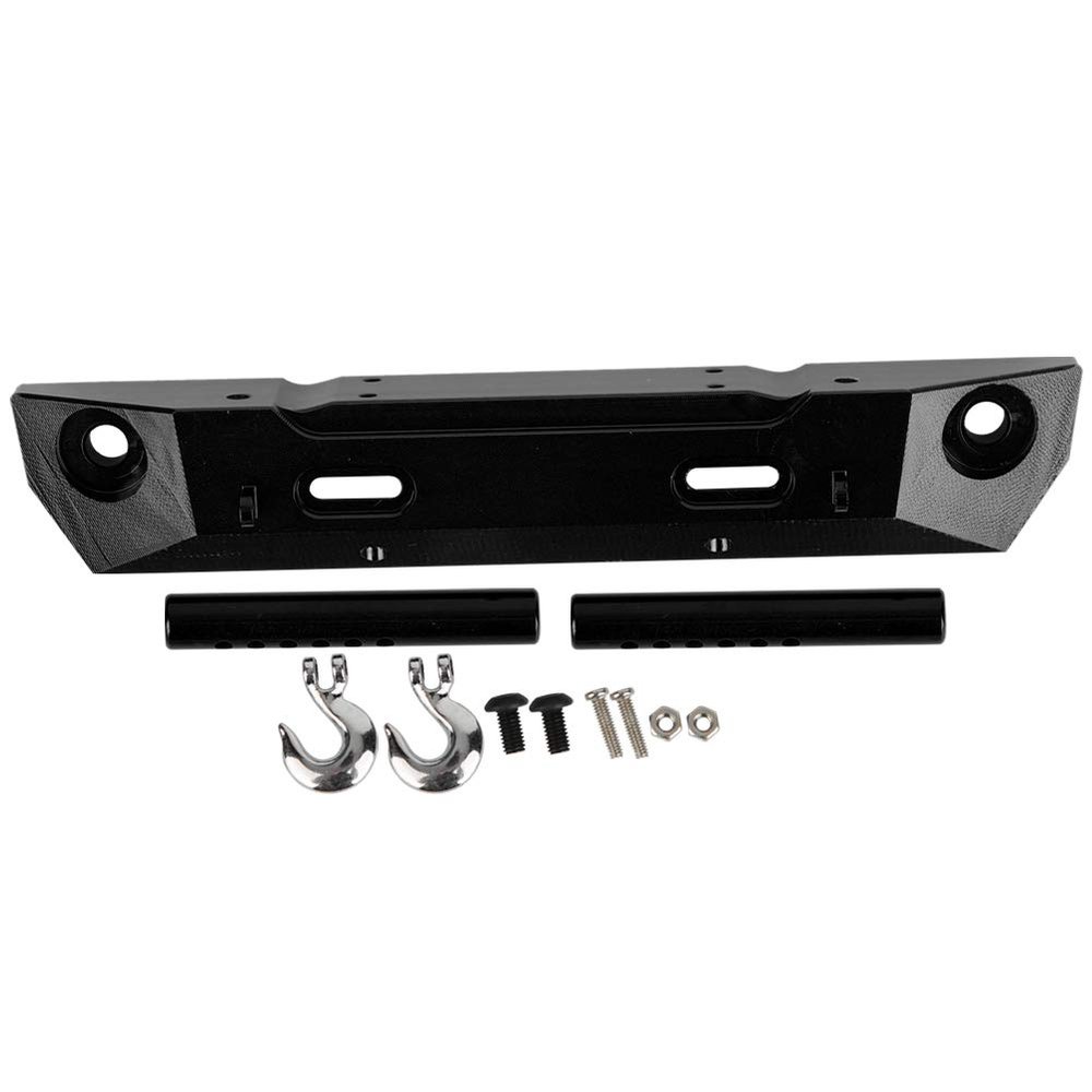 Aluminium Alloy RC Rear Bumper, Replacement Accessories for RGT 136100 1/10 RC Crawler, Durable Upgrade Part with Shock Tower Protection, Lightweight Aluminum Bumper for ECX and FT (Black 680025BL)