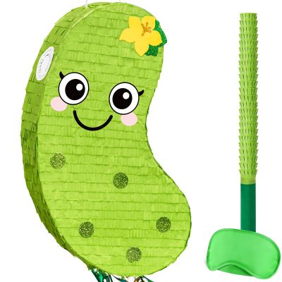 WERNNSAI Pickle Piata - Pickle Cucumber Party Decorations Pepino Party Piata Game for Vegetable Themed Celebration Baby Shower Favors Playroom Kitchen Market Decor Supply