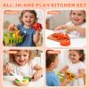 CUTE STONE 70+ PCS Kids Play Kitchen Accessories, Pretend Cooking Toys with Peelable & Cuttable Play Food, Cookware, Tableware & Utensils, Shopping Basket, Tray, Educational Gift for Girls & Boys view 2