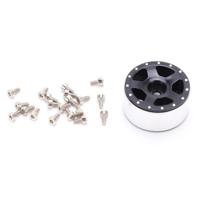 4pcs RC Aluminium Alloy Beadlock Wheel Rim Hub for Axial SCX24 90081 1/24 RC Car Accessories (Black)