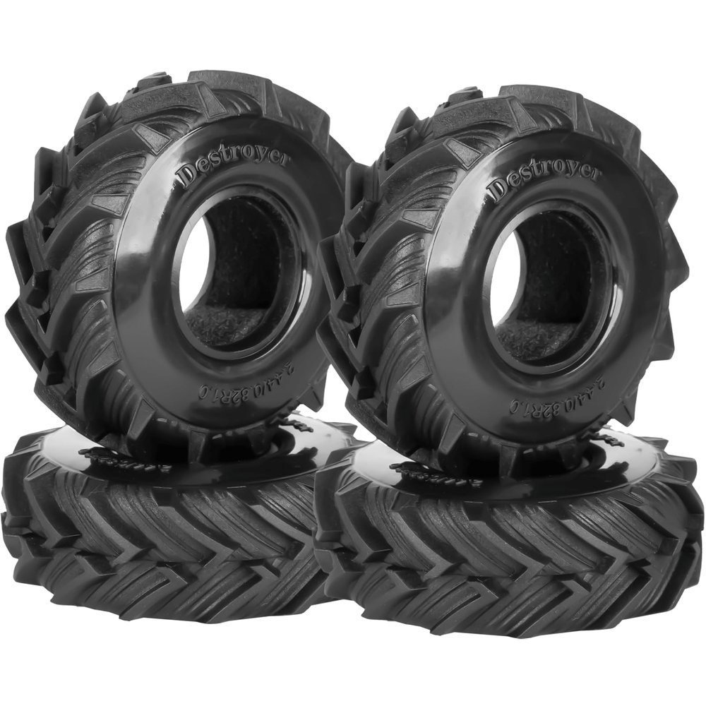 RCarmubWow RC 1.0 Beadlock Tires for 1/18 TRX4M / Ascent-18 / SCX24 / FCX24 RC Crawler,1.0 In High Traction High Grip Rubber Tires w/Foam Insert,Style 2