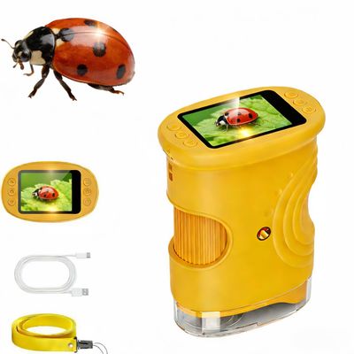 1000X Handheld Microscope, Wonder Quest Kids Digital Magnifying Glass, 4K 2.0" Screen, Portable Mini Pocket Microscope for Home School Lab, 2MP Camera, USB Export (Orange)