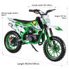 49cc Kids Dirt Bike, 2-Stroke Gas Powered Off Road Motorcycle, Pocket Motorbike with Front Rear Disc Brakes and 10 Inch Anti-Slip and Wear-Resistant Inflatable Off-Road Tires view 2