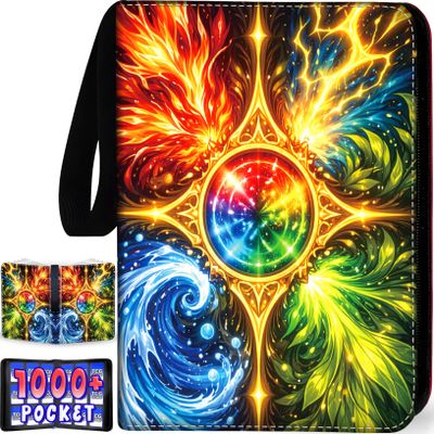 1008 Cards 9 Pocket Trading Card Binder, 3-Ring Trading Card Binder with 56 Page Removable Sleeves, High Storage Waterproof Trading Card Holder Collection Double Sided Card Album for MTG TCG Cards