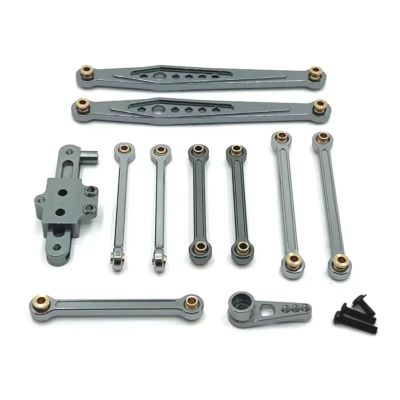 RC Connecting Rod Parts For WLtoys 1/12 124006 12423 12427 12428 Metal Servo Arm Fixed Rod Steering Group Parts Kit Rc Model Crawler Car Truck For Buggy(Gray)