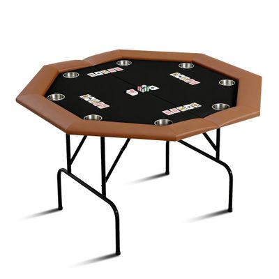 GarveeLife Octagon Poker Table with 8 Cup Holders, Casino Leisure Table for 8 Players, Blackjack Gaming Table with Water-Resistant Cushioned Rail