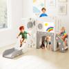 10-in-1 Toddler Slide Playset,Indoor Playground for Kids 1-3 and Toddler Outdoor playset with Golf Set, Basketball Hoop, Climbing Frame, Drawing Board and Steering Wheel, Gray & White view 1