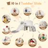10-in-1 Toddler Slide Playset,Indoor Playground for Kids 1-3 and Toddler Outdoor playset with Golf Set, Basketball Hoop, Climbing Frame, Drawing Board and Steering Wheel, Gray & White view 3