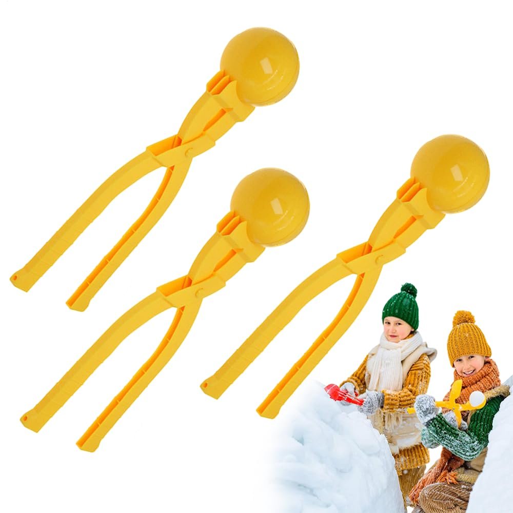 3PCS Snow Ball Maker Clip, Funny Large Round Snowball Maker, Ergonomic Thicken Snow Ball Mold, Sturdy Winters Toys, Snows Play Accessories, for Kids, Adults, Outdoor, Winter