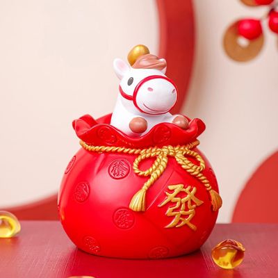 2026 Horse Year Lucky Money Decorative Jar,Feng Shui Lucky Horse Piggy Bank Decor,Resin Craft New Year Horses Statue Money Box,Horses Statue Newyear Festival Gift,Home Desk Decor & Car Ornament