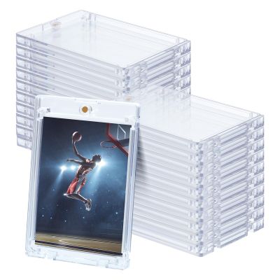 18 Pack Baseball Cards Protectors Hard Plastic for Collectible Sports Cards, 180pt Magnetic Card Holder for Trading Card, Acrylic Display Cases Fit (2.5x3.5in)