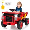 12V Ride on Dump Truck for Kids Ride on Car Toy with Remote Control Toddler Electric Construction Vehicles with Electric Dump Bed, Shovel, LED Lights, Music view 1