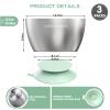 Greentainer 3 Pack Stainless Steel Baby Bowls, Unbreakable Toddler Bowl with Removable Non-Slip Silicone Suction, Double Wall Insulated Kids Metal Bowls for Cereal & Snack, Dishwasher Safe view 3