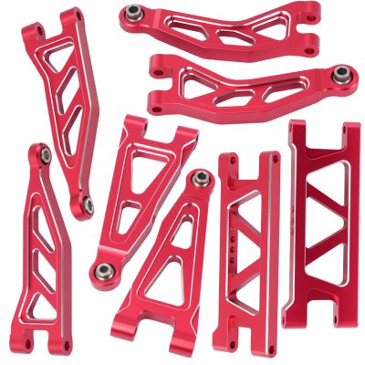 Aluminum Alloy Front & Rear Suspension Arms Set for Arrma 1/14 Typhon Grom 1/18 Granite Grom Upgrade(Red)
